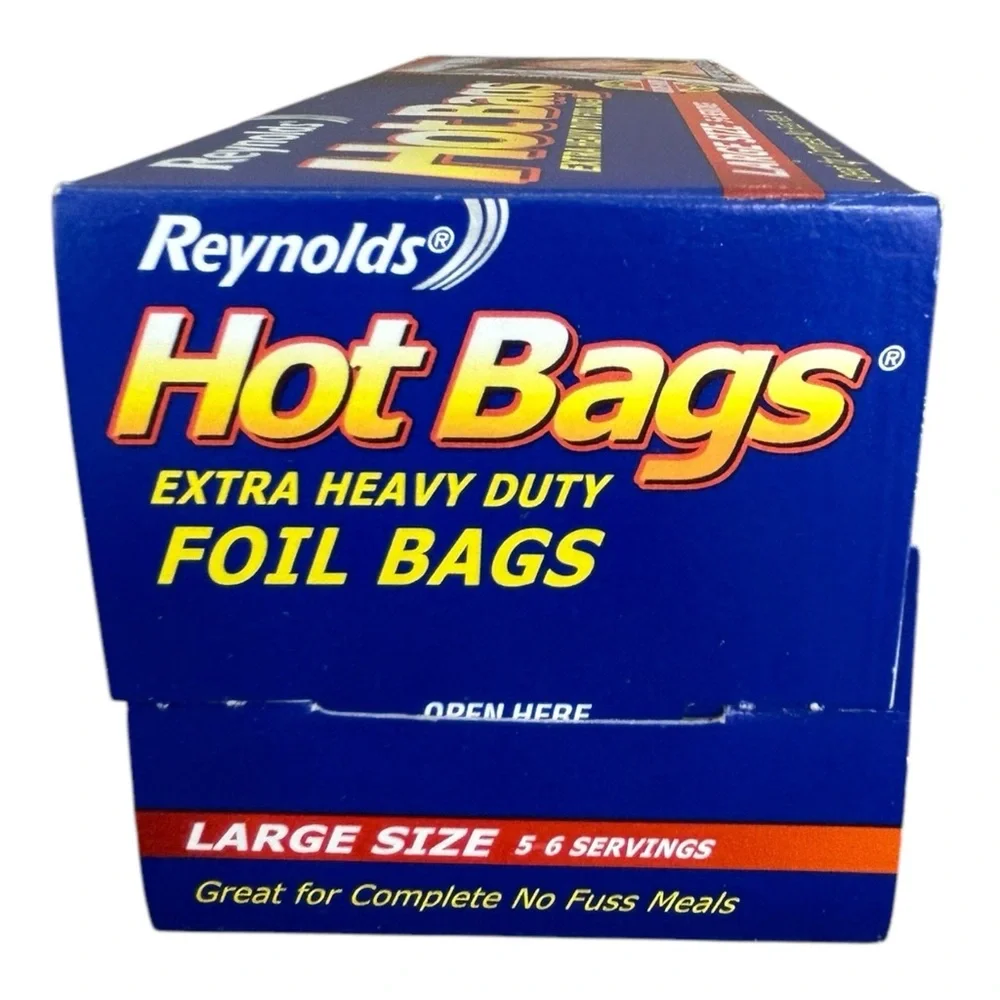 Reynolds Hot Bags Aluminum 3 Foil Bags Large Size Extra Heavy 5/6 Servings NOS